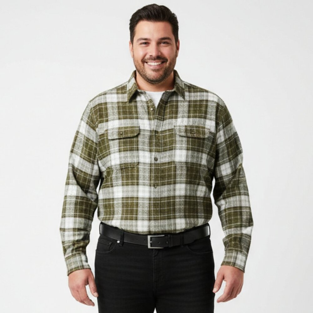 RedHead Brown & Black Flannel Long Sleeve Plaid Checks Shirt 2XLT